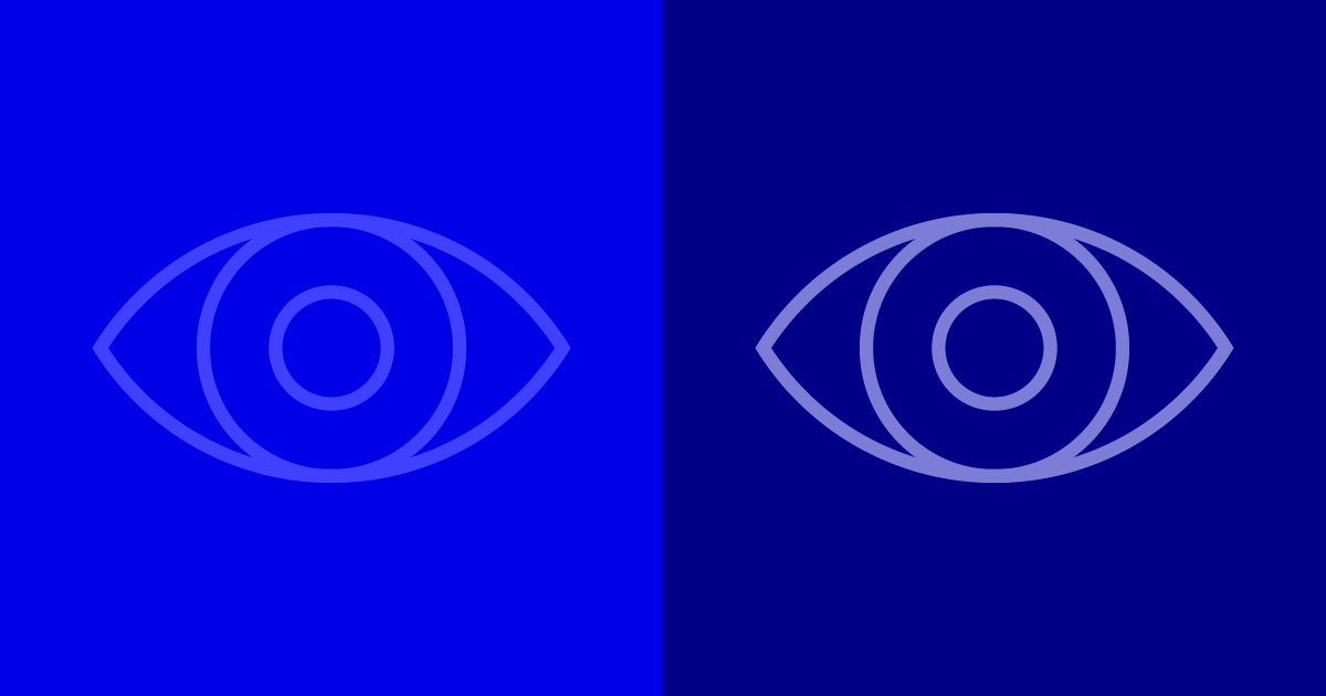 Das Piktogramm eines Auges in niedrigem Kontrastverhältnis, neben einem im hohen Kontrastverhältnis